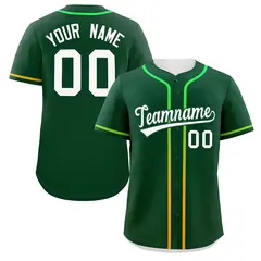 Green White Gradient Ribbed Authentic Baseball Jersey 1