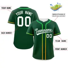 Green White Gradient Ribbed Authentic Baseball Jersey 2
