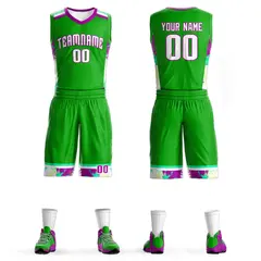 Green White Graffiti Basketball Jersey Set