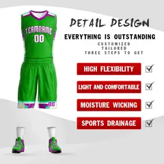 Green White Graffiti Basketball Jersey Set 2