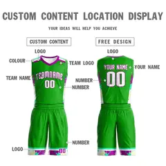 Green White Graffiti Basketball Jersey Set 3