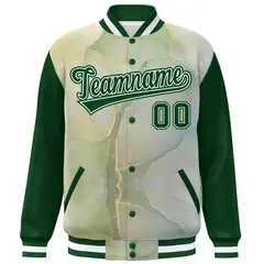 Green White Graffiti Tie Dye Ink Paint Varsity Letterman Jacket 3