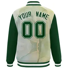 Green White Graffiti Tie Dye Ink Paint Varsity Letterman Jacket 4