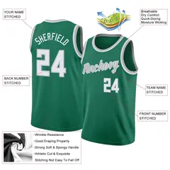 Green White-Gray Classic Mesh Sport Basketball Jersey 2