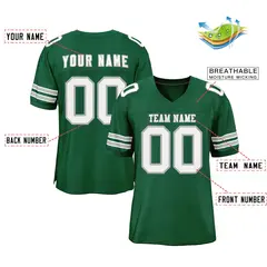 Green White Gray Classic Style Authentic Football Jersey 2