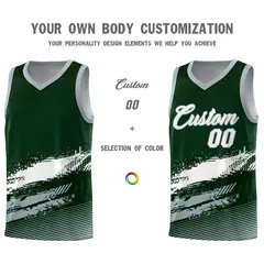 Green White Gray Graffiti Basketball Jersey 3