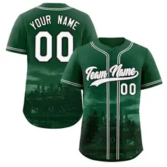 Green White-Gray Philadelphia City Skyline Baseball Jersey