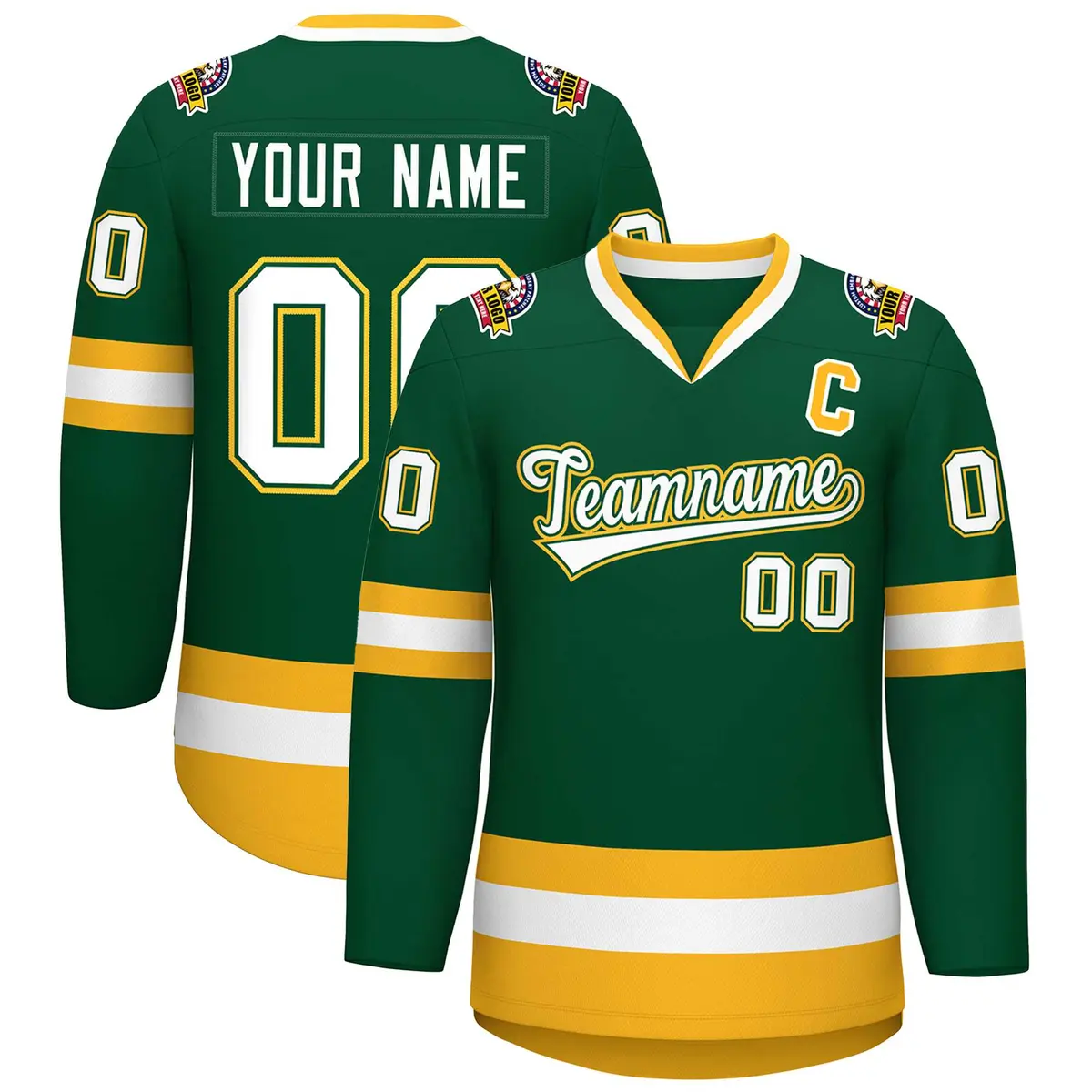 Green White Green-Gold Classic Hockey Jersey