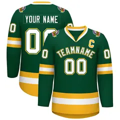 Green White Green-Gold Classic Hockey Jersey 1