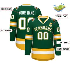 Green White Green-Gold Classic Hockey Jersey 2