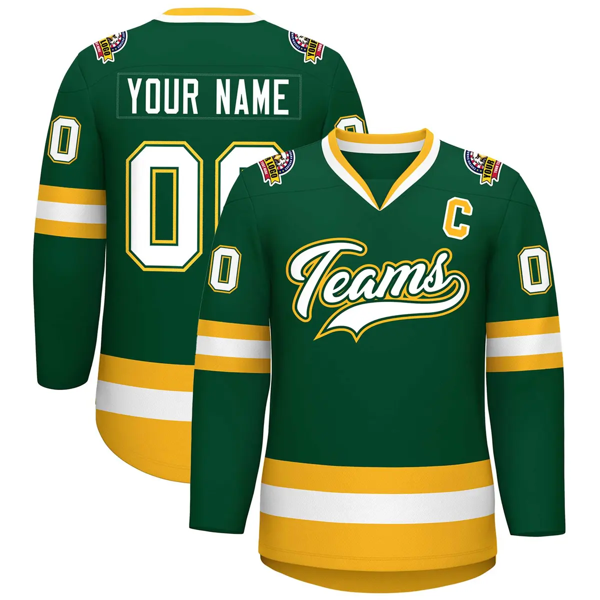 Green White Green-Gold Classic Hockey Jersey