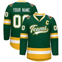 Green White Green-Gold Classic Hockey Jersey 1