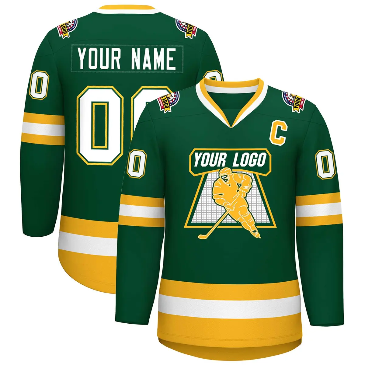 Green White Green-Gold Classic Hockey Jersey