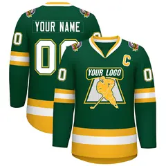 Green White Green-Gold Classic Hockey Jersey 1