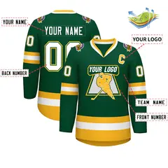 Green White Green-Gold Classic Hockey Jersey 2