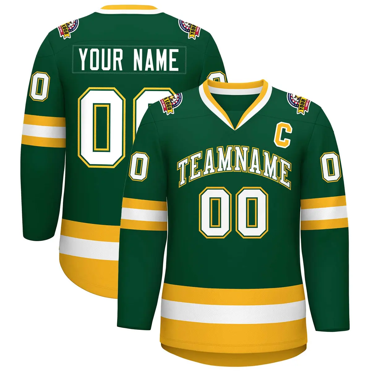 Green White Green-Gold Classic Hockey Jersey