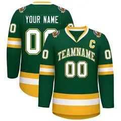 Green White Green-Gold Classic Hockey Jersey 1