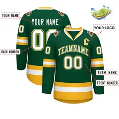 Green White Green-Gold Classic Hockey Jersey 2