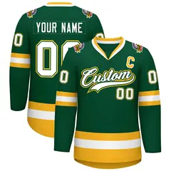 Green White Green-Gold Classic Hockey Jersey 1