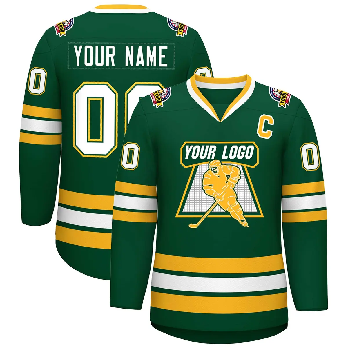 Green White Green-Gold Classic Hockey Jersey