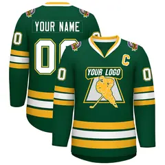 Green White Green-Gold Classic Hockey Jersey 1