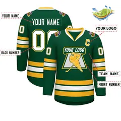 Green White Green-Gold Classic Hockey Jersey 2