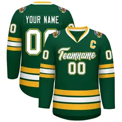 Green White Green-Gold Classic Hockey Jersey 1