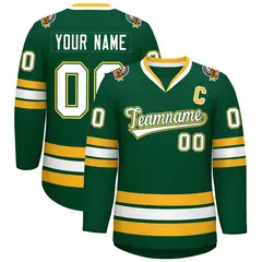 Green White Green-Gold Classic Hockey Jersey 1