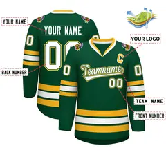 Green White Green-Gold Classic Hockey Jersey 2