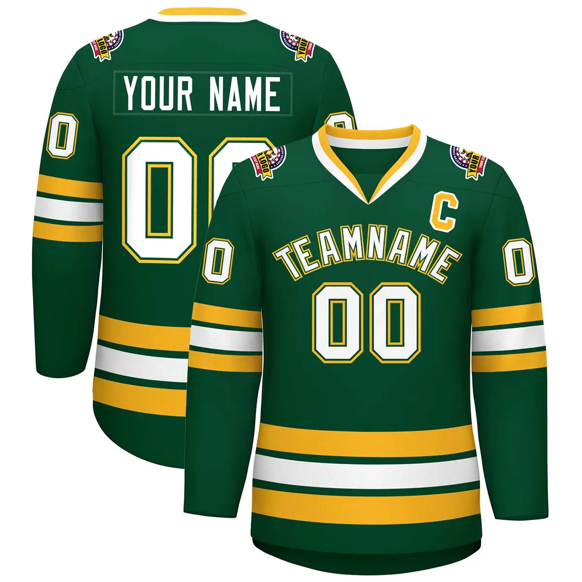 Green White Green-Gold Classic Hockey Jersey