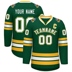 Green White Green-Gold Classic Hockey Jersey 1