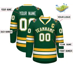 Green White Green-Gold Classic Hockey Jersey 2