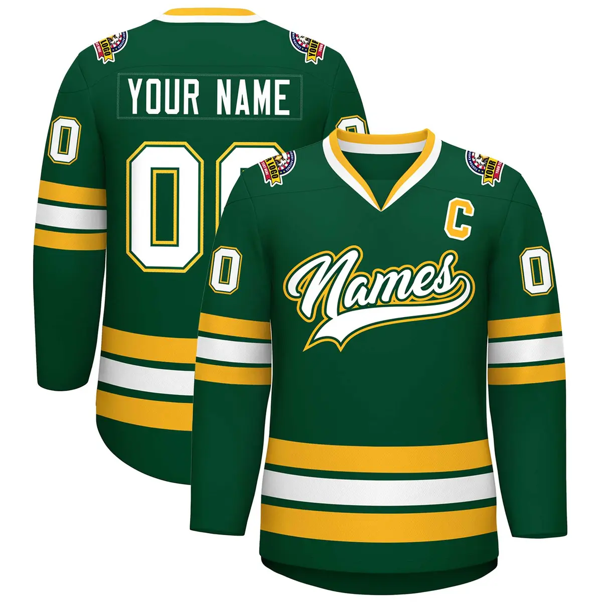 Green White Green-Gold Classic Hockey Jersey