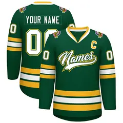 Green White Green-Gold Classic Hockey Jersey 1