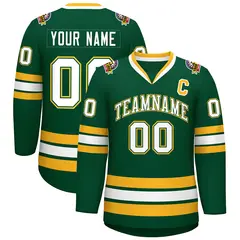 Green White Green-Gold Classic Hockey Jersey 1