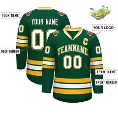 Green White Green-Gold Classic Hockey Jersey 2