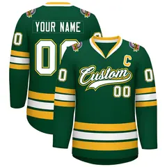 Green White Green-Gold Classic Hockey Jersey 1