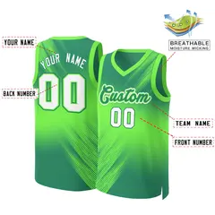 Green White-Green Gradient Fashion Slash Basketball Jersey 2