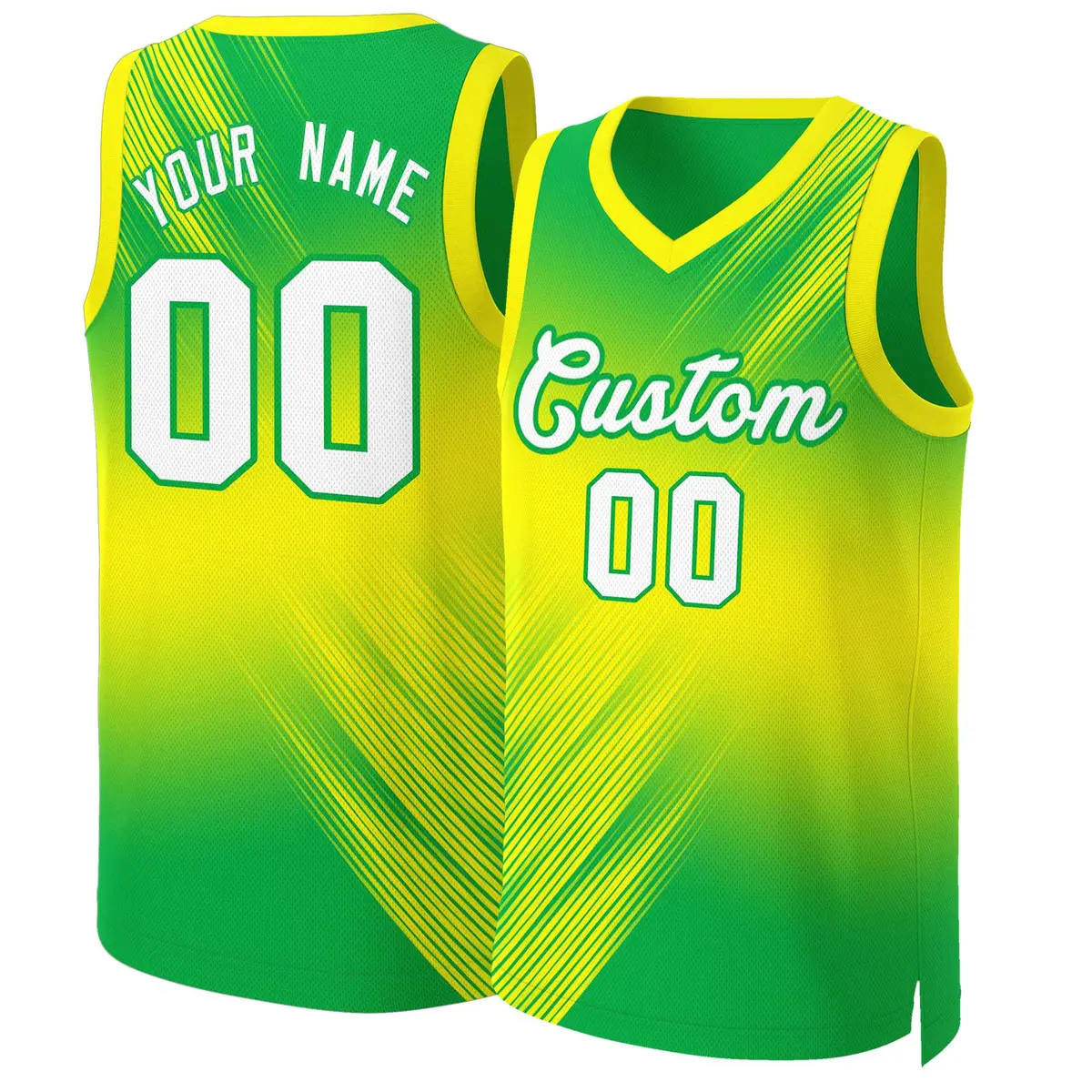 Green White-Green Gradient Fashion Slash Basketball Jersey
