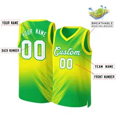 Green White-Green Gradient Fashion Slash Basketball Jersey 2