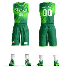 Green White-Green Gradient Slash Basketball Jersey