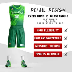 Green White-Green Gradient Slash Basketball Jersey 2