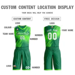 Green White-Green Gradient Slash Basketball Jersey 3