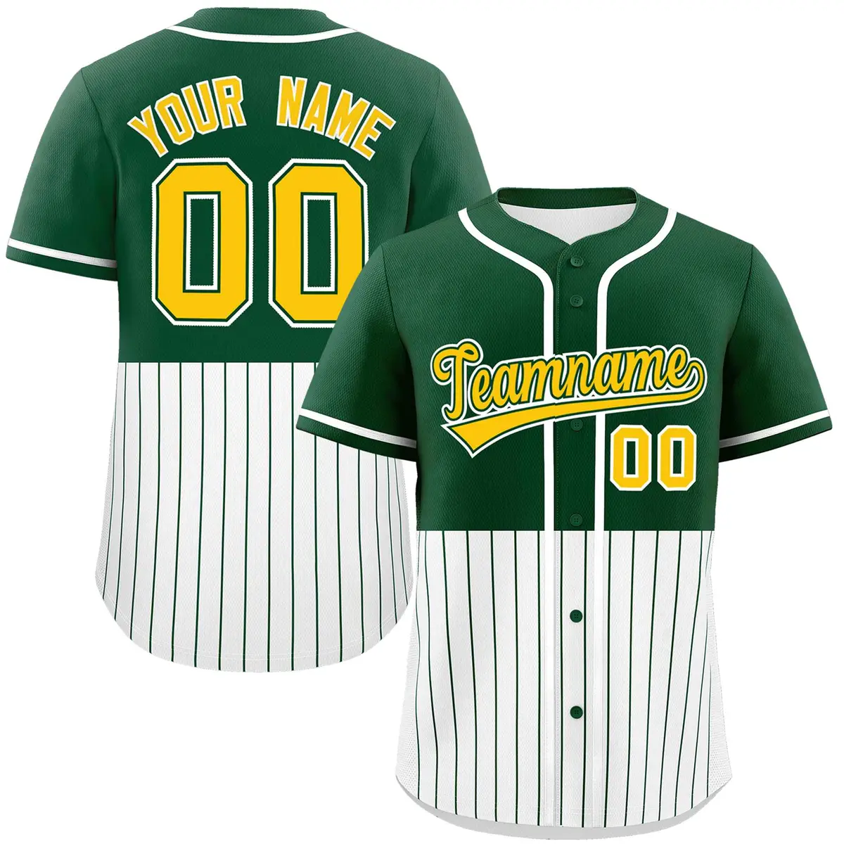 Green White Half Stripe Authentic Baseball Jersey