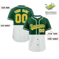 Green White Half Stripe Authentic Baseball Jersey 2