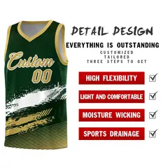 Green White Khaki Graffiti Basketball Jersey 2