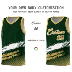 Green White Khaki Graffiti Basketball Jersey 3