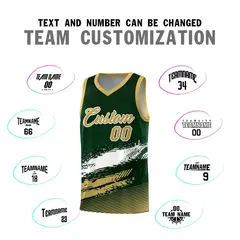 Green White Khaki Graffiti Basketball Jersey 4