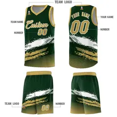 Green White Khaki Graffiti Basketball Jersey 5