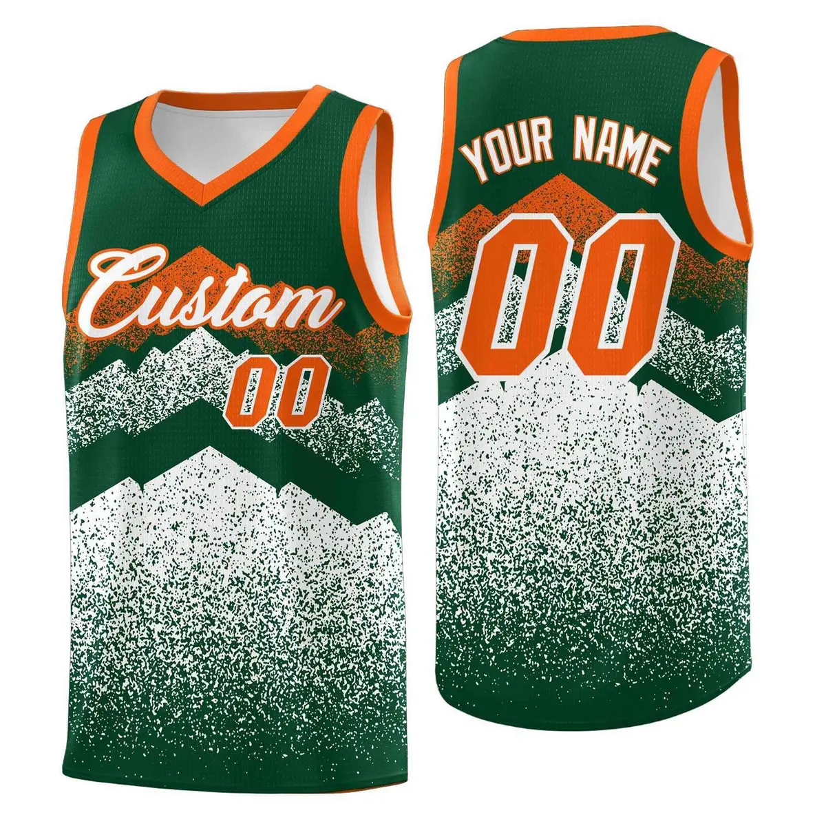 Green White Mountain Fade Gradient Fashion Basketball Jersey